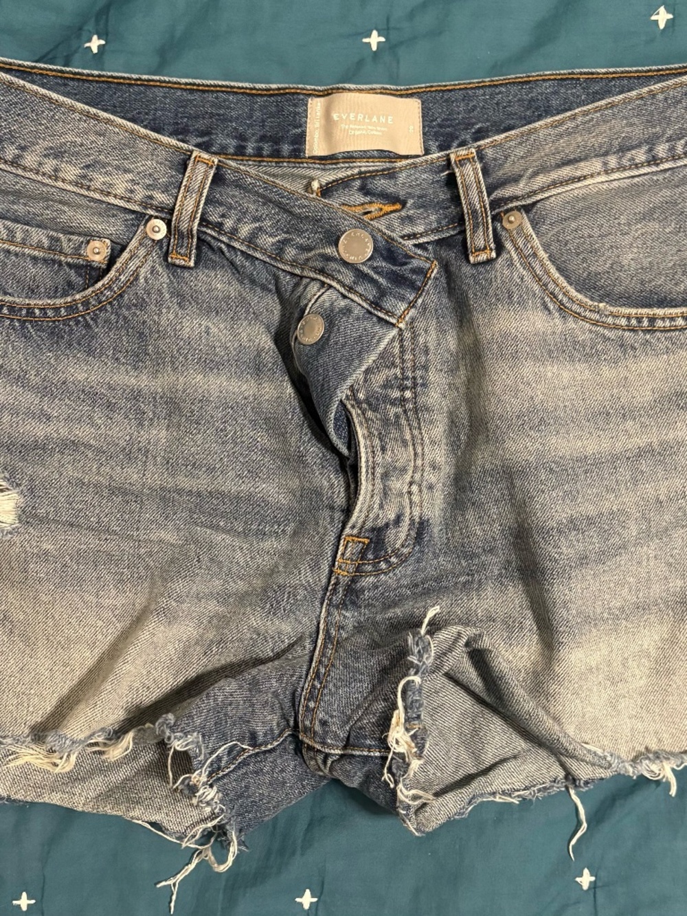 Everlane The Relaxed 90's Denim Shorts Button Fly Size 29 Cutoff High Rise